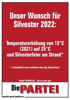 Wenn schon Klimawandel, dann aber richtig! Frohes Neues!